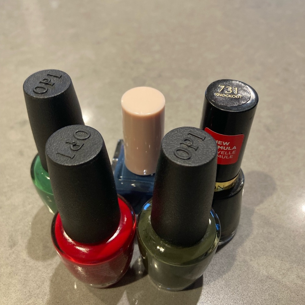 Nail Polish Collection -  OPI Quo & Revlon - Red Greenx2 Blueand Black